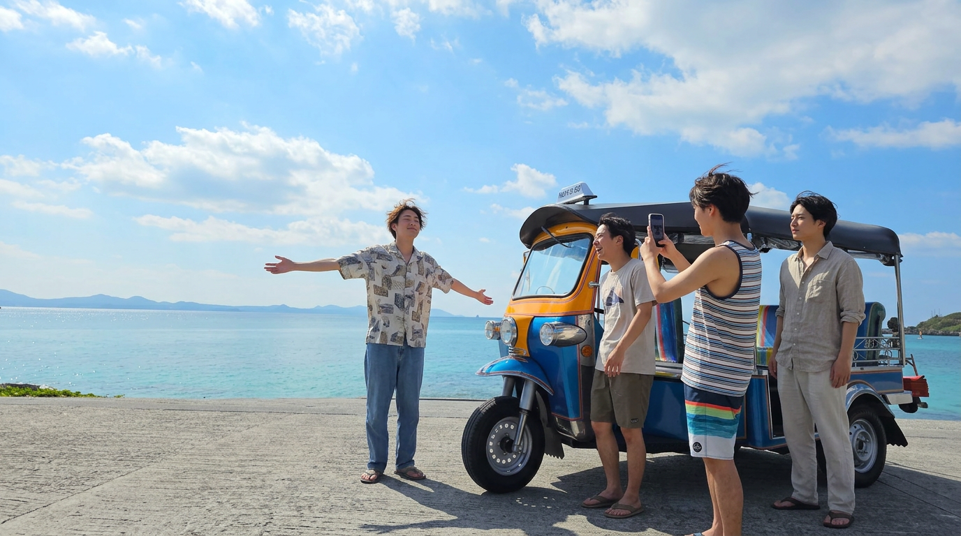 友達と沖縄トゥクトゥク旅